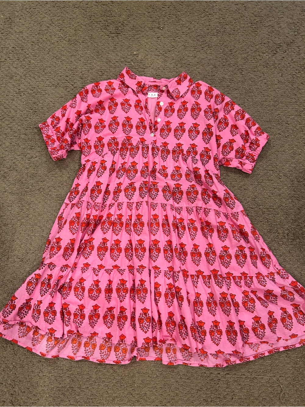 THML Pink Dress with Red Floral Motif